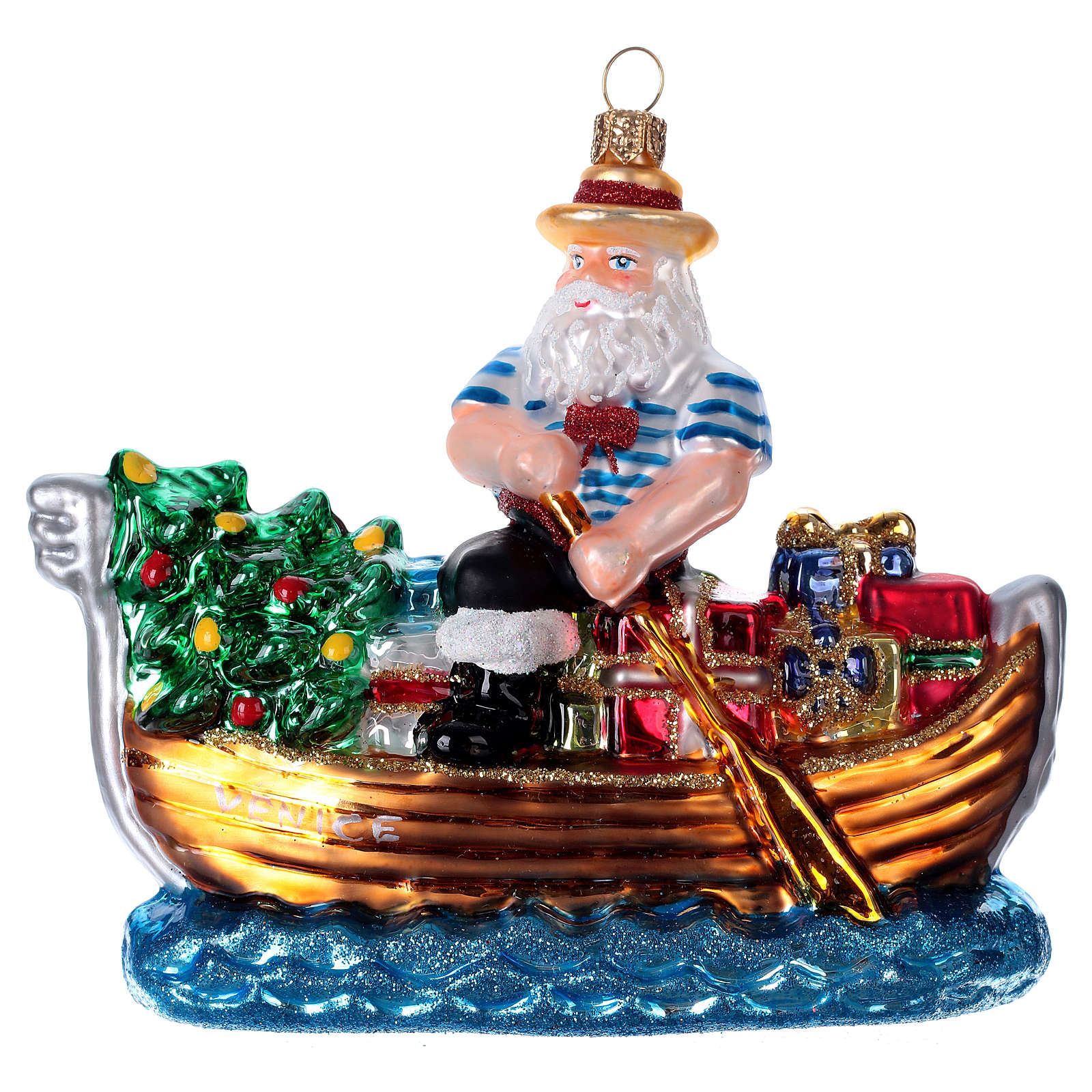 Blown glass Christmas ornament, Santa Claus in a gondola | online sales ...