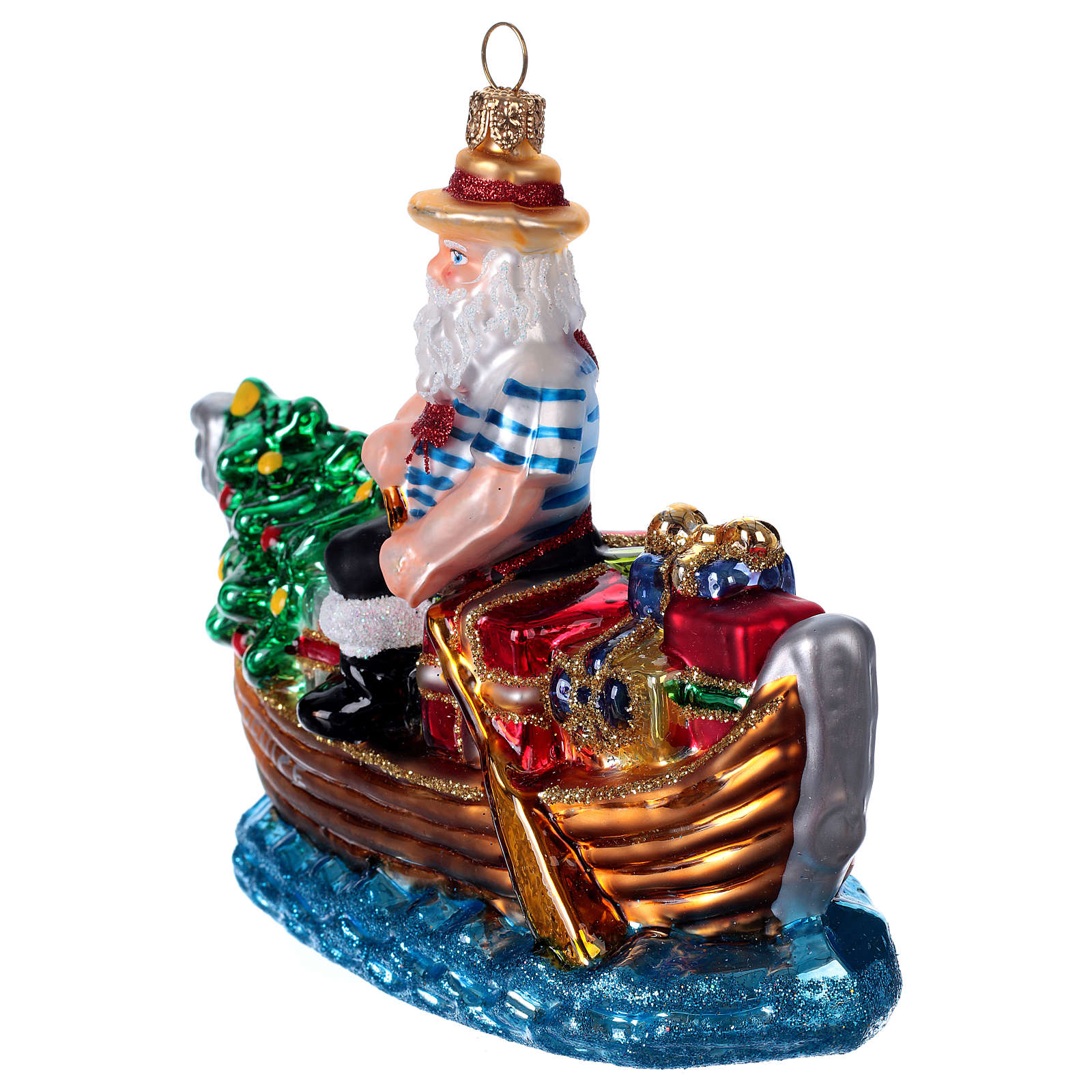 Blown glass Christmas ornament, Santa Claus in a gondola | online sales ...