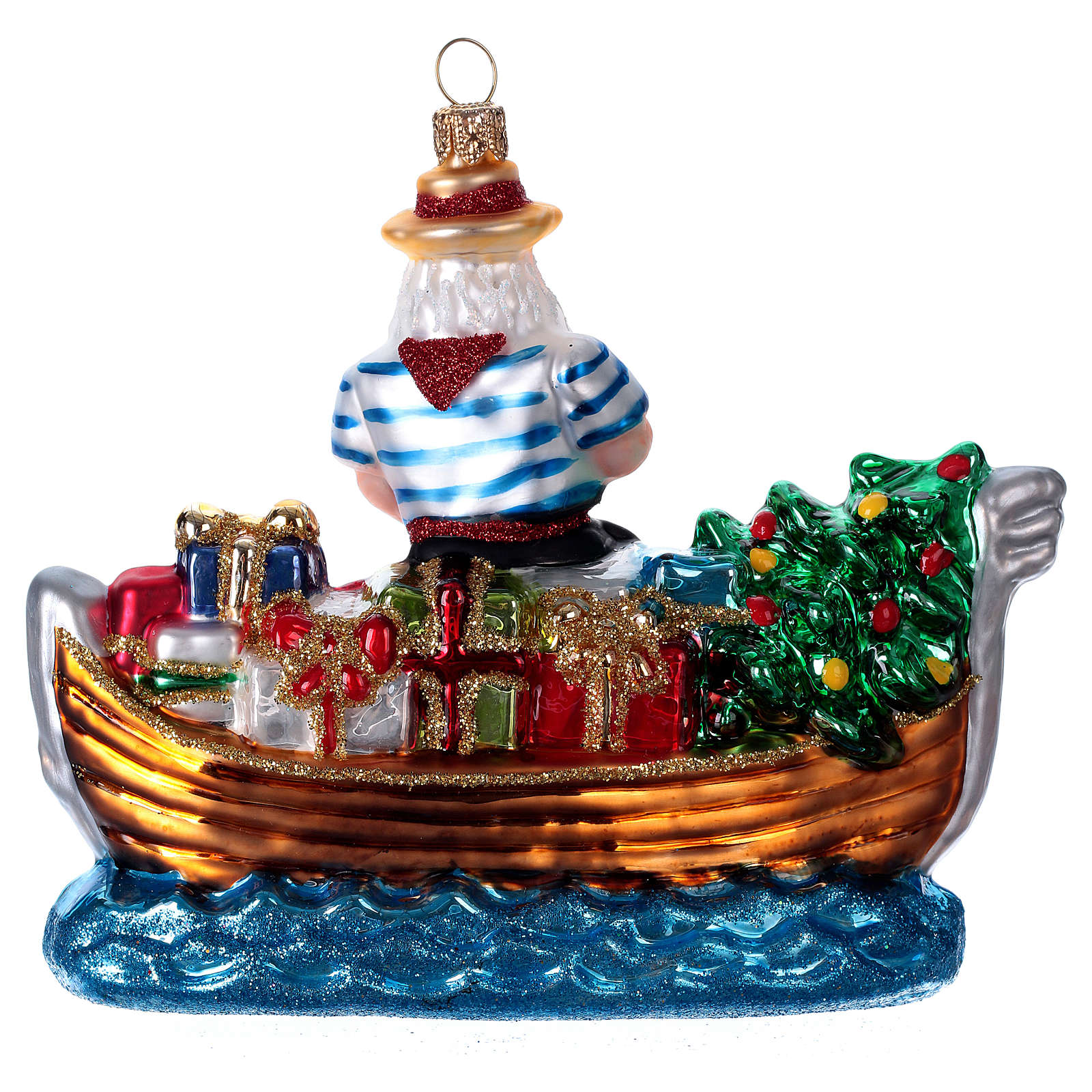Blown glass Christmas ornament, Santa Claus in a gondola | online sales ...