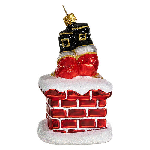 Blown glass Christmas ornament, Santa in the chimney 1