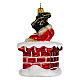 Blown glass Christmas ornament, Santa in the chimney s4