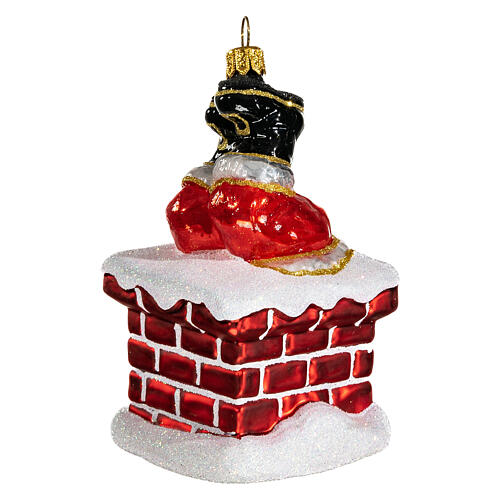 Święty Mikołaj w kominie dekoracja ze szkła dmuchanego na choinkę 3