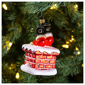 Blown glass Christmas ornament, chimney Santa Claus