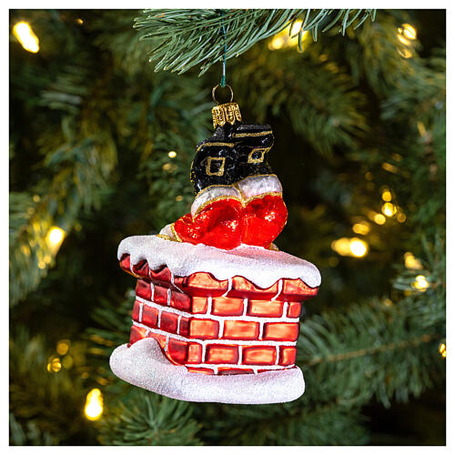 Blown glass Christmas ornament, chimney Santa Claus 2