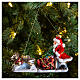 Blown glass Christmas ornament, Santa Claus dog sledding s2