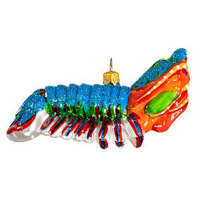 Blown glass Christmas ornament, peacock mantis shrimp