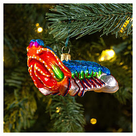 Blown glass Christmas ornament, peacock mantis shrimp