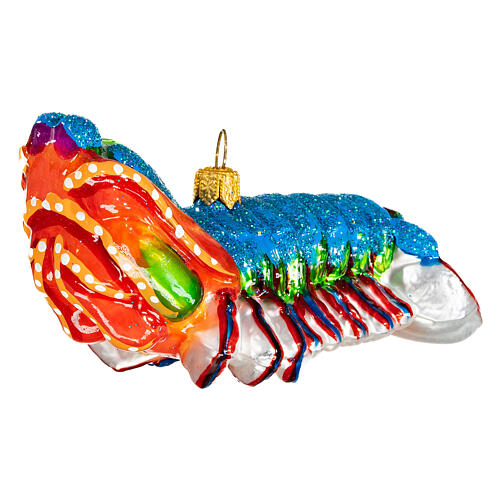 Blown glass Christmas ornament, peacock mantis shrimp 3
