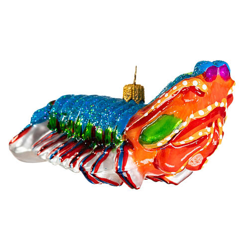 Blown glass Christmas ornament, peacock mantis shrimp 4