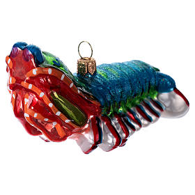 Blown glass Christmas ornament, mantis shrimp