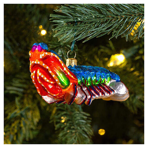 Blown glass Christmas ornament, mantis shrimp 2