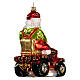 Blown glass Christmas ornament, Santa Claus on lawnmower s5