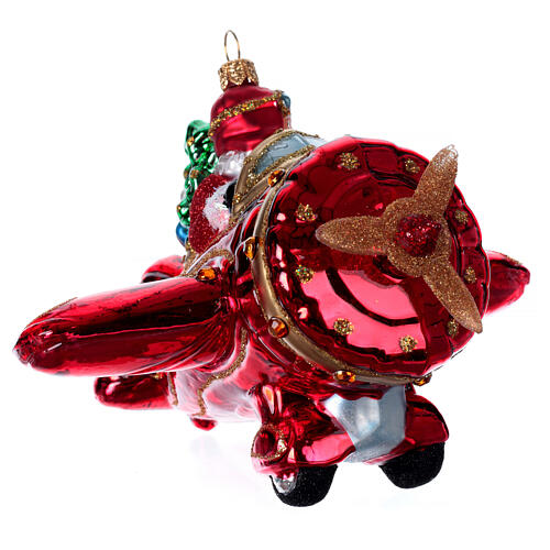 Blown glass Christmas ornament, flying Santa 4