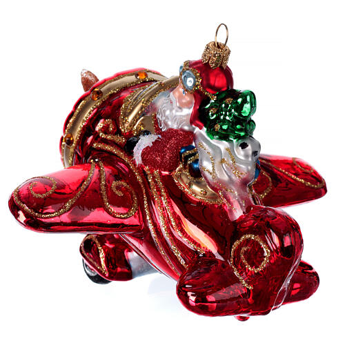 Blown glass Christmas ornament, Santa Claus flying 5