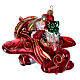 Blown glass Christmas ornament, Santa Claus flying s5