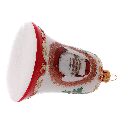 Weihnachtskugel aus mundgeblasenem Glas, Glockenform, Motiv Weihnachtsmann 3