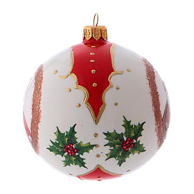 Weihnachtskugel aus mundgeblasenem Glas, runde Form, Motiv Weihnachtsmann, 100 mm