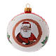 Weihnachtskugel aus mundgeblasenem Glas, runde Form, Motiv Weihnachtsmann, 100 mm s1