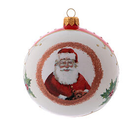 Blown glass Christmas ball with Santa 10 cm