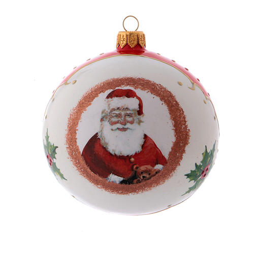Pallina Natale tonda con Babbo Natale in vetro soffiato 100 mm 1