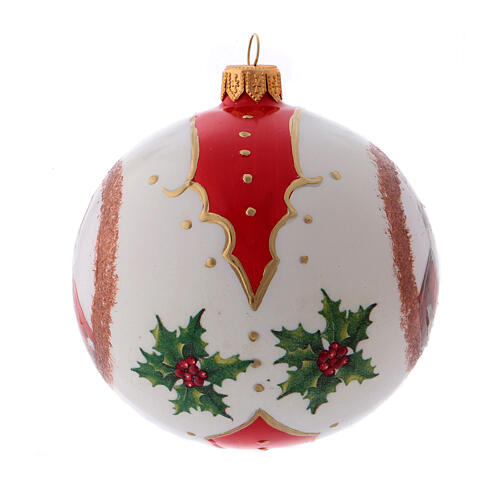 Pallina Natale tonda con Babbo Natale in vetro soffiato 100 mm 2