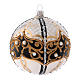 Weihnachtskugel aus mundgeblasenem Glas, runde Form, Grundtöne Schwarz-Golz, mit Perlen verziert, 100 mm s2