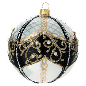 Bola de navidad de vidrio soplado con perlas 100 mm