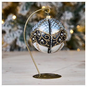 Bola de navidad de vidrio soplado con perlas 100 mm