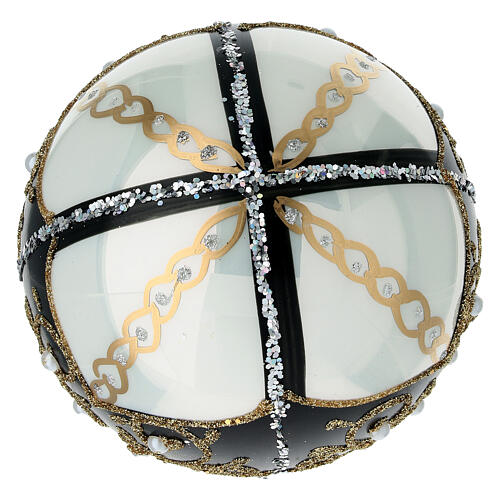 Pallina di Natale in vetro soffiato con perle 100 mm 4