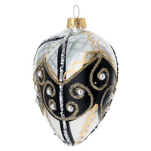 Heart shaped blown glass Christmas ball with pearls 10 cm 3