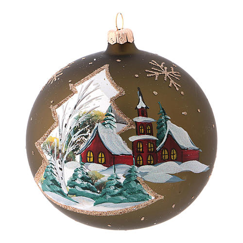 Foto Su Palline Di Natale.Pallina Di Natale Con Dipinto Villaggio In Vetro Soffiato 120 Mm Vendita Online Su Holyart