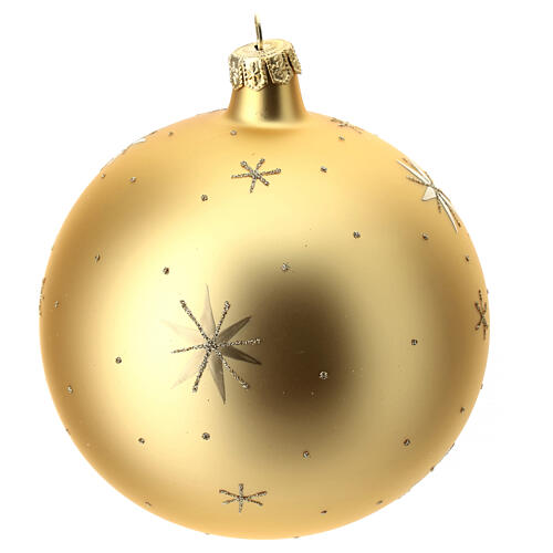 Bola de Natal dourada decoração paisagem vidro soprado 120 mm 7