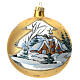 Bola de Natal dourada decoração paisagem vidro soprado 120 mm s1