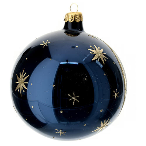 Weihnachtsbaumkugel aus mundgeblasenem Glas, Grundfarbe Blau, mit Spiegeleffekt, 120 mm 7