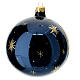 Shiny blue blown glass Christmas ball 12 cm s7