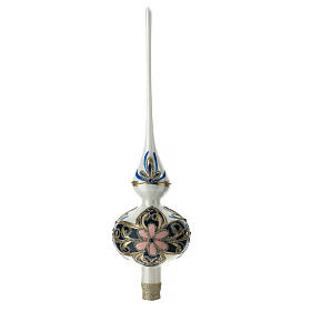 White, blue and gold Christmas tree finial