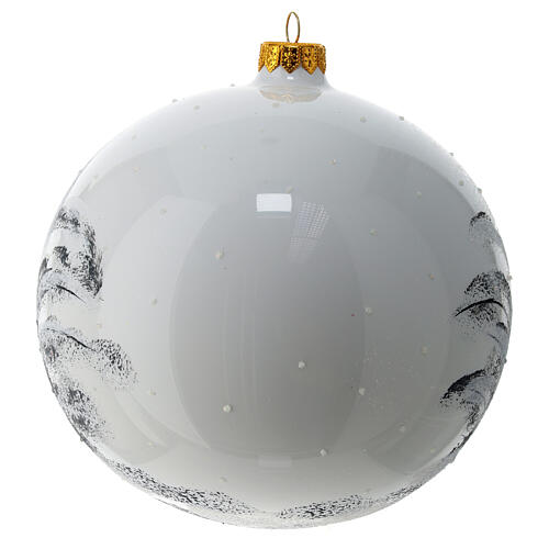 White Christmas ball with Santa, blown glass, 150 mm 4