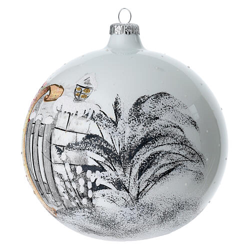 White Christmas ball with Santa, blown glass, 150 mm 3