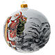 White Christmas ball with Santa, blown glass, 150 mm s2