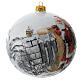 White Christmas ball with Santa, blown glass, 150 mm s3