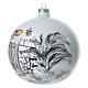 White Christmas ball with Santa, blown glass, 150 mm s3