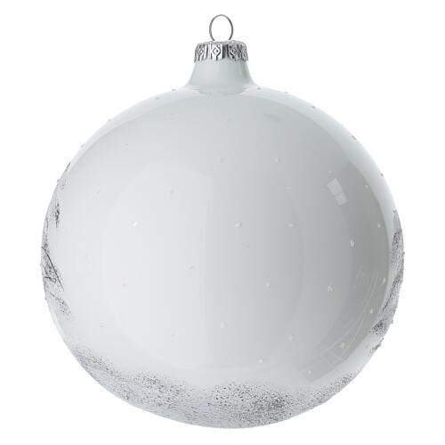 Pallina di Natale bianca Babbo Natale vetro soffiato 150 mm 5