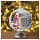 Pallina di Natale bianca Babbo Natale vetro soffiato 150 mm s2