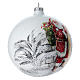 Pallina di Natale bianca Babbo Natale vetro soffiato 150 mm s4