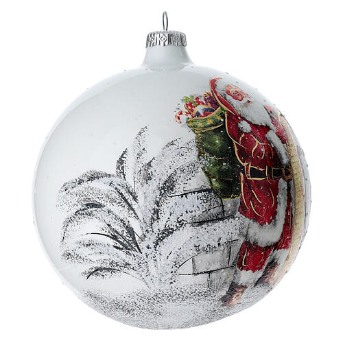 Bola de Natal vidro soprado branco Pai Natal 150 mm 4