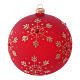 Weihnachtsbaumkugel aus mundgeblasenem Glas, Grundfarbe Rot, mit Schneekristallen verziert, 150 mm s1