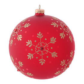 Red Christmas ball in blown glass with snowflakes 15 cm