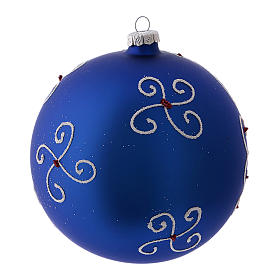 Weihnachtsbaumkugel aus mundgeblasenem Glas, Grundfarbe Blau, Motiv Mädchen am Fenster, 150 mm
