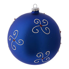 Blue Christmas ball in blown glass with girl at the window image 15 cm