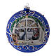 Blue Christmas ball in blown glass with girl at the window 15 cm s1